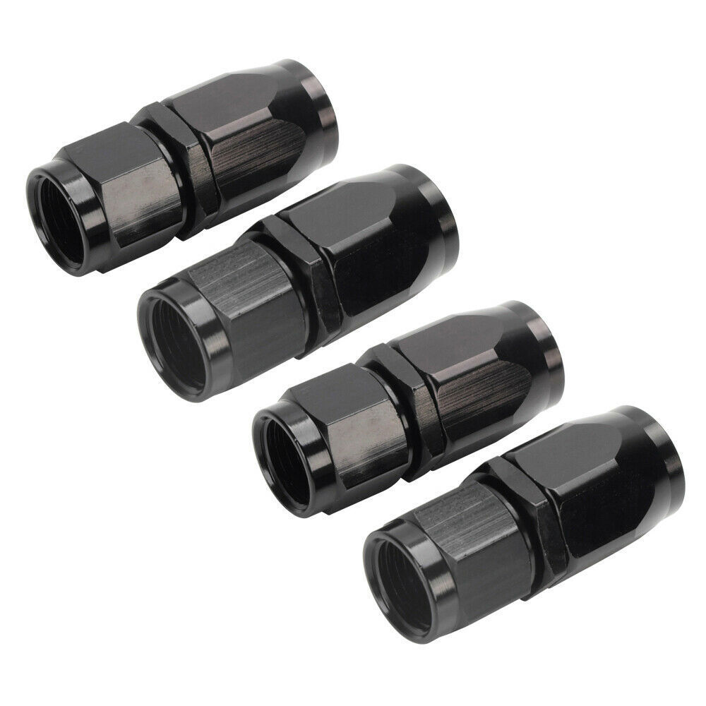 4PCs 6AN AN6 -6AN BLACK STRAIGHT SWIVEL FUEL OIL HOSE END FITTINGS