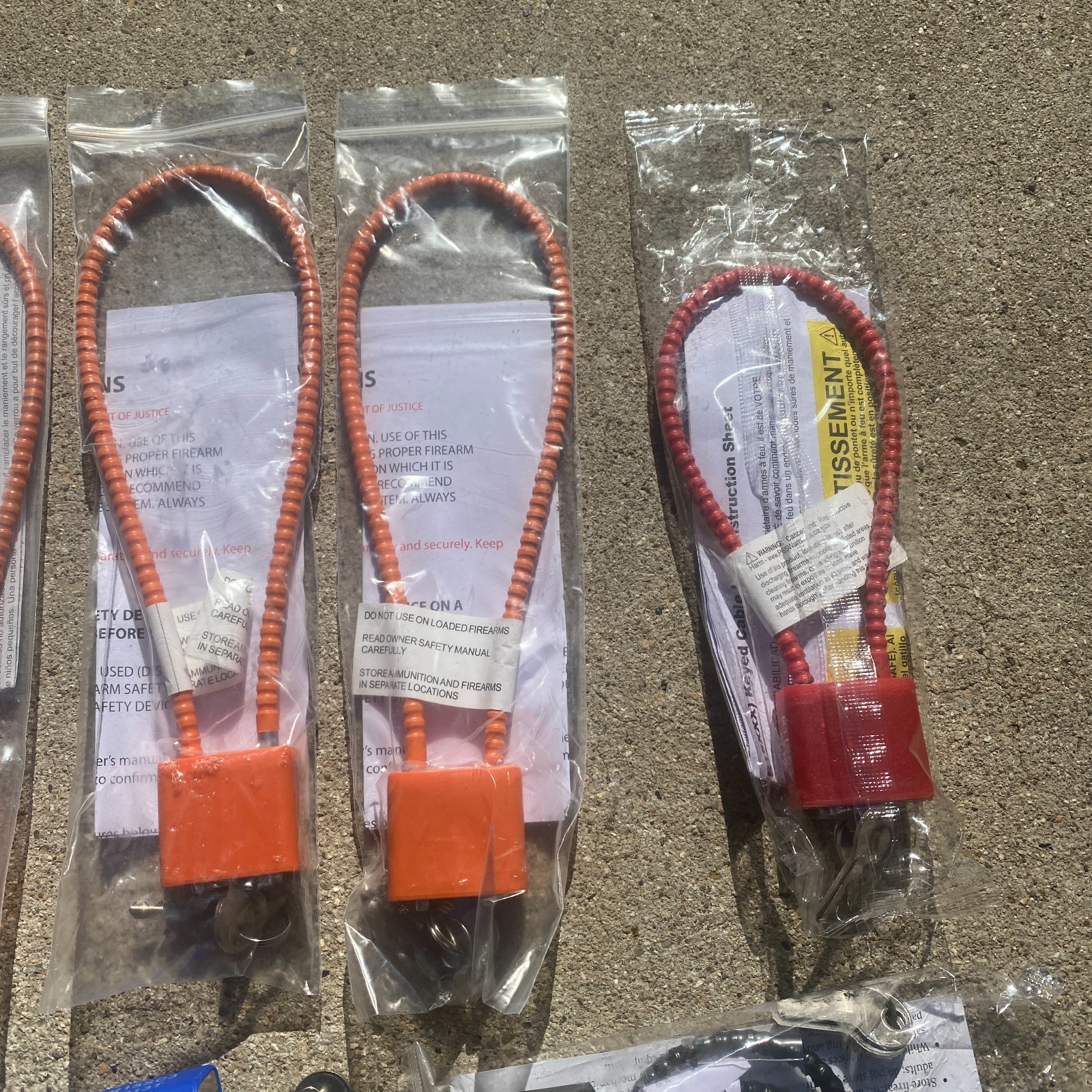 New Cable Gun Locks Lot of 7 Lock Orange Glock Ruger Walther Assortment