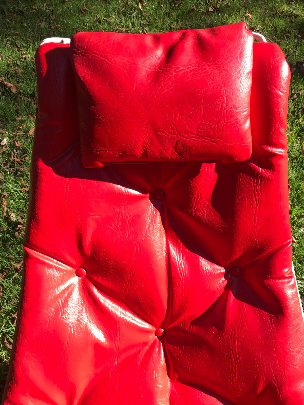 Original Homecrest Siesta Chaise Lounge Red Poly Cushion w/Headrest 1 of 2