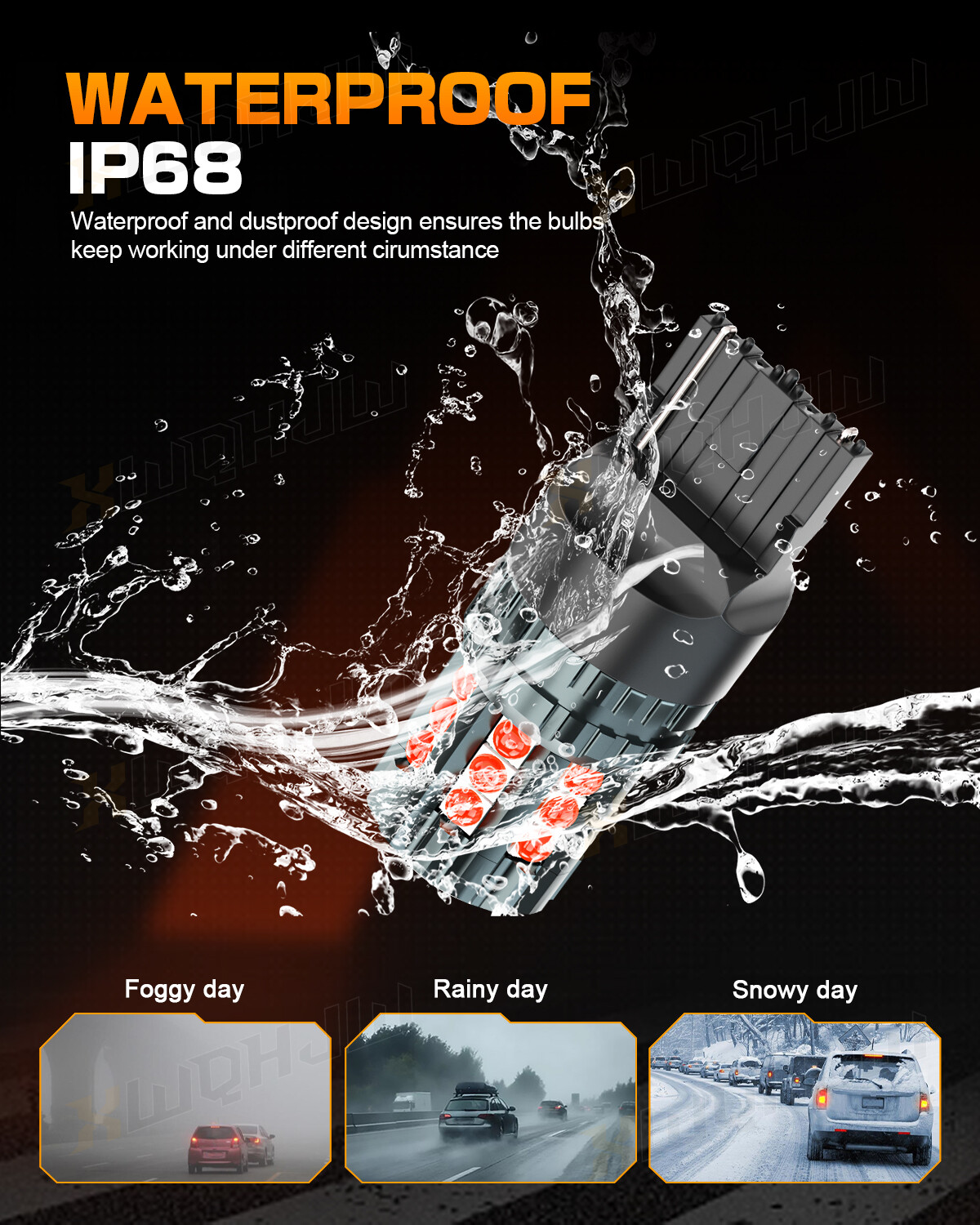 2PCS 7443 7440 LED Strobe Flash Blinking Brake Stop Tail Parking Light Bulbs Red