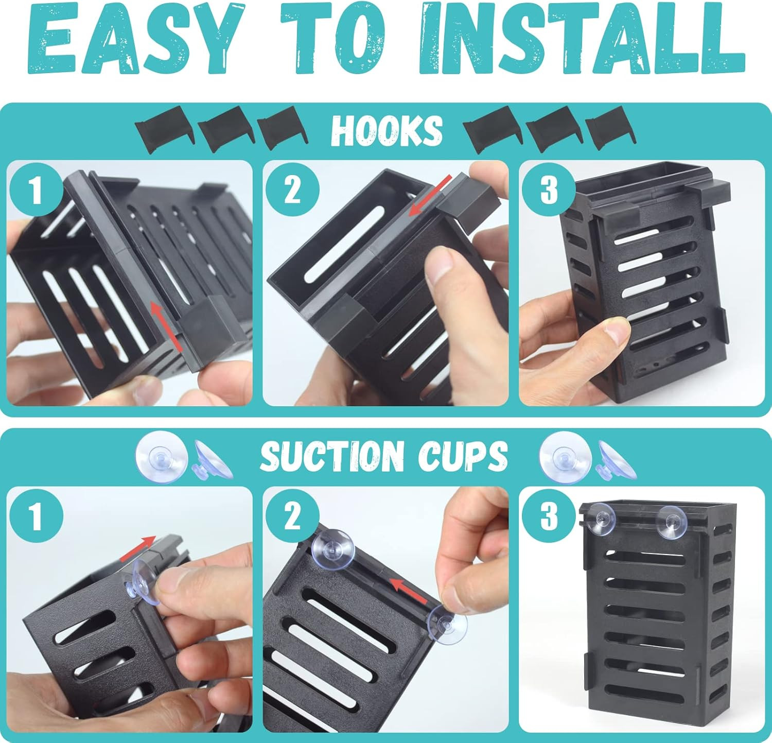 4 Pcs Aquarium Plant Holder, Fish Tank Plant Holder with Hooks and Suction Cups,