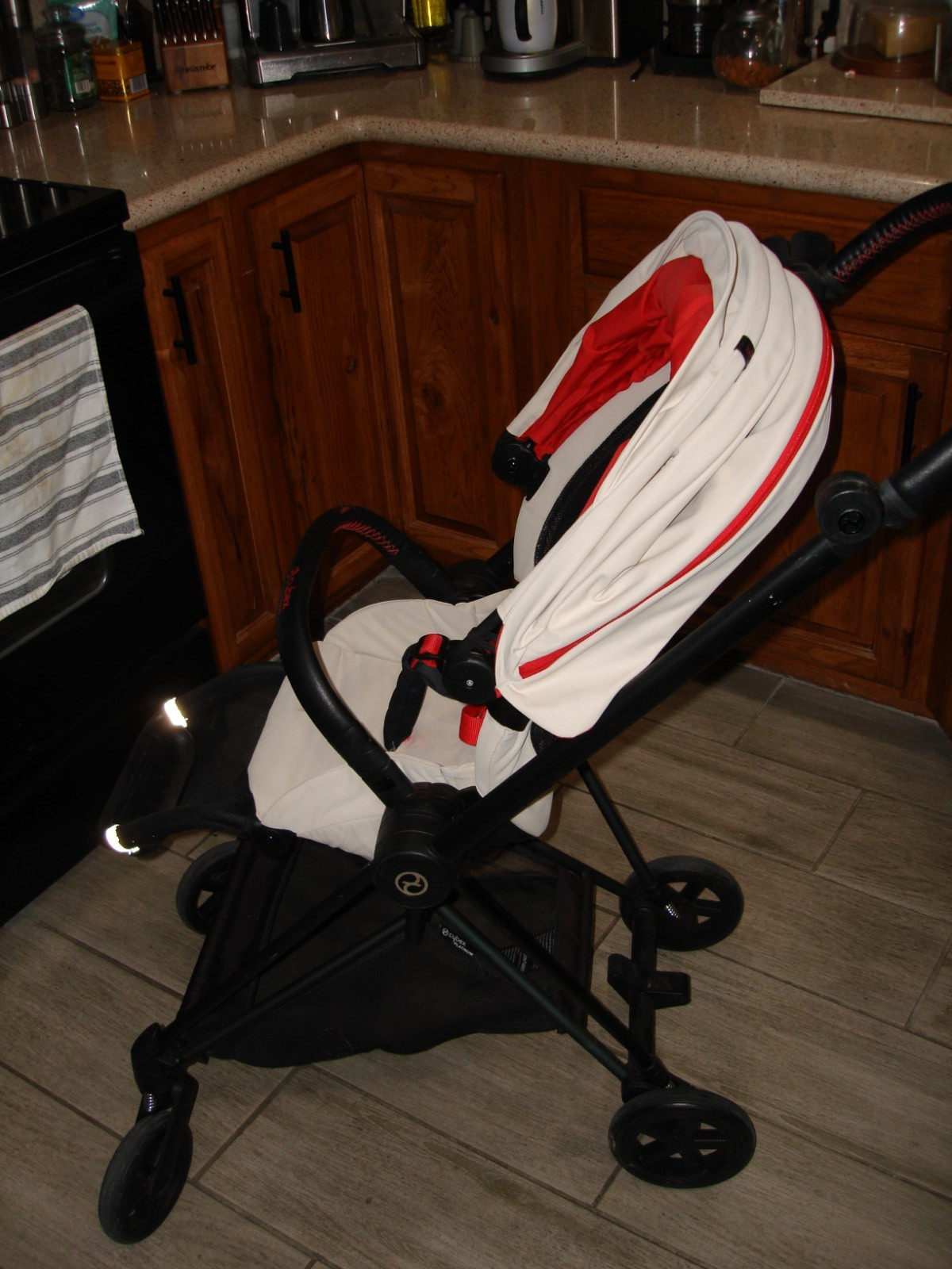 Cybex Platinum MIOS FERRARI Stroller Creme, Red, Black EUC