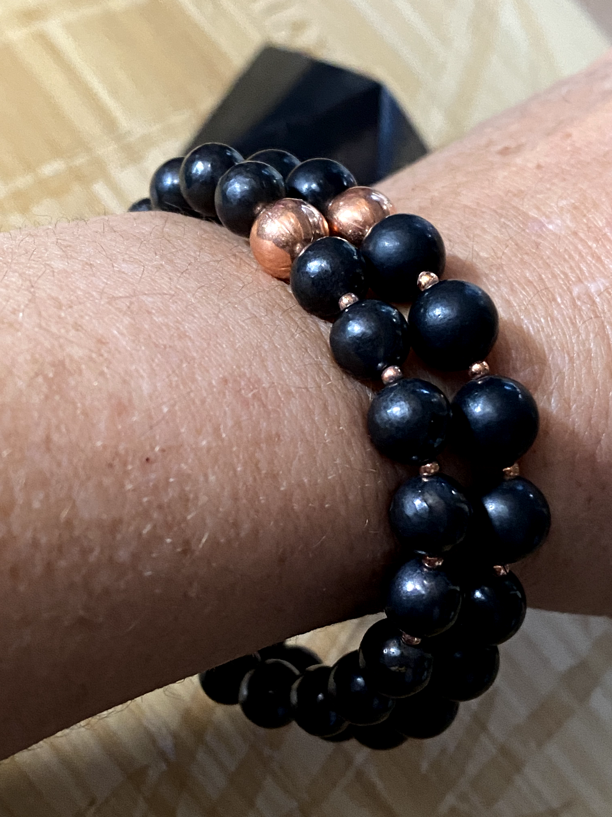 Shungite Beads With Genuine Copper Bracelet EMF Protection Healing Design B