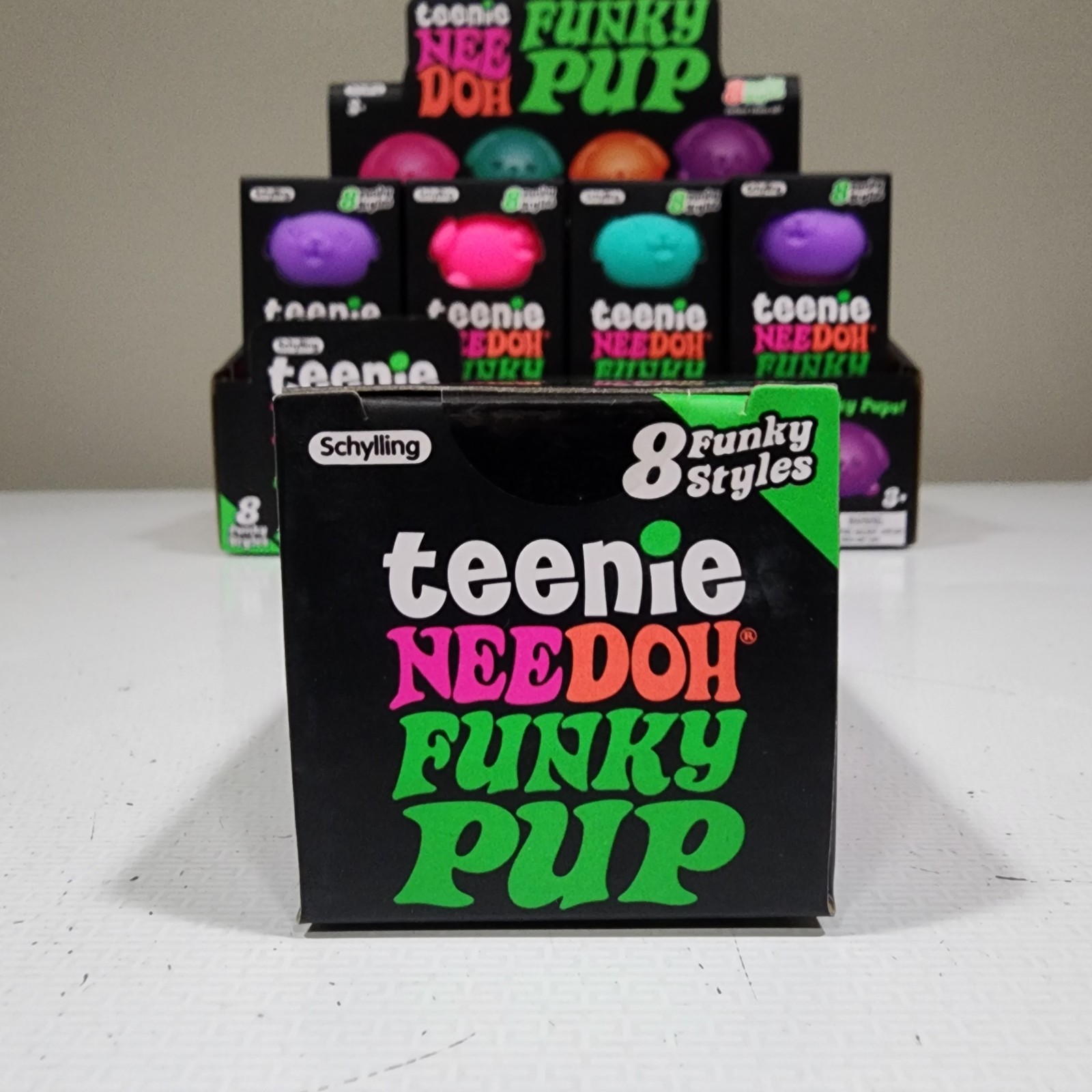Nee Doh Teenie Funky Pup 1x Set Of 3 NeeDoh Squeeze Toy Neon Stress Ball NEEDOH