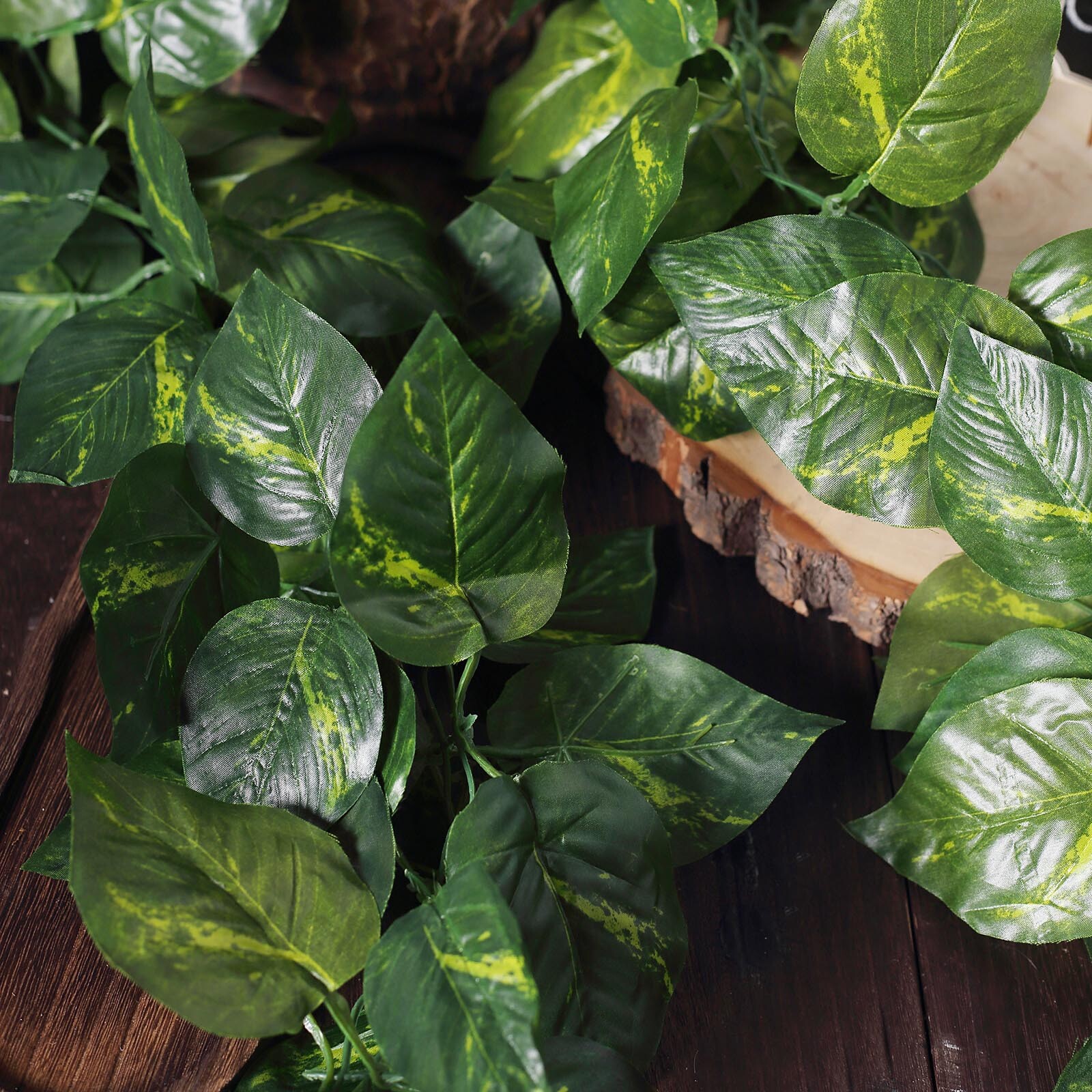 8 ft 3D Green Artificial Pothos Greenery CHAIN GARLAND Wedding Home Decorations