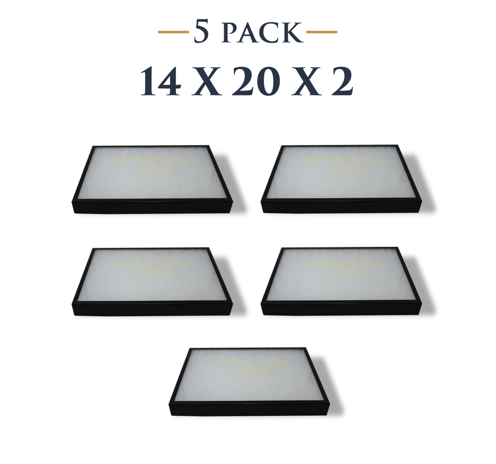 5 Pack of 14 x 20 x 2 Riker Display Cases Boxes for Collectibles Arrowheads