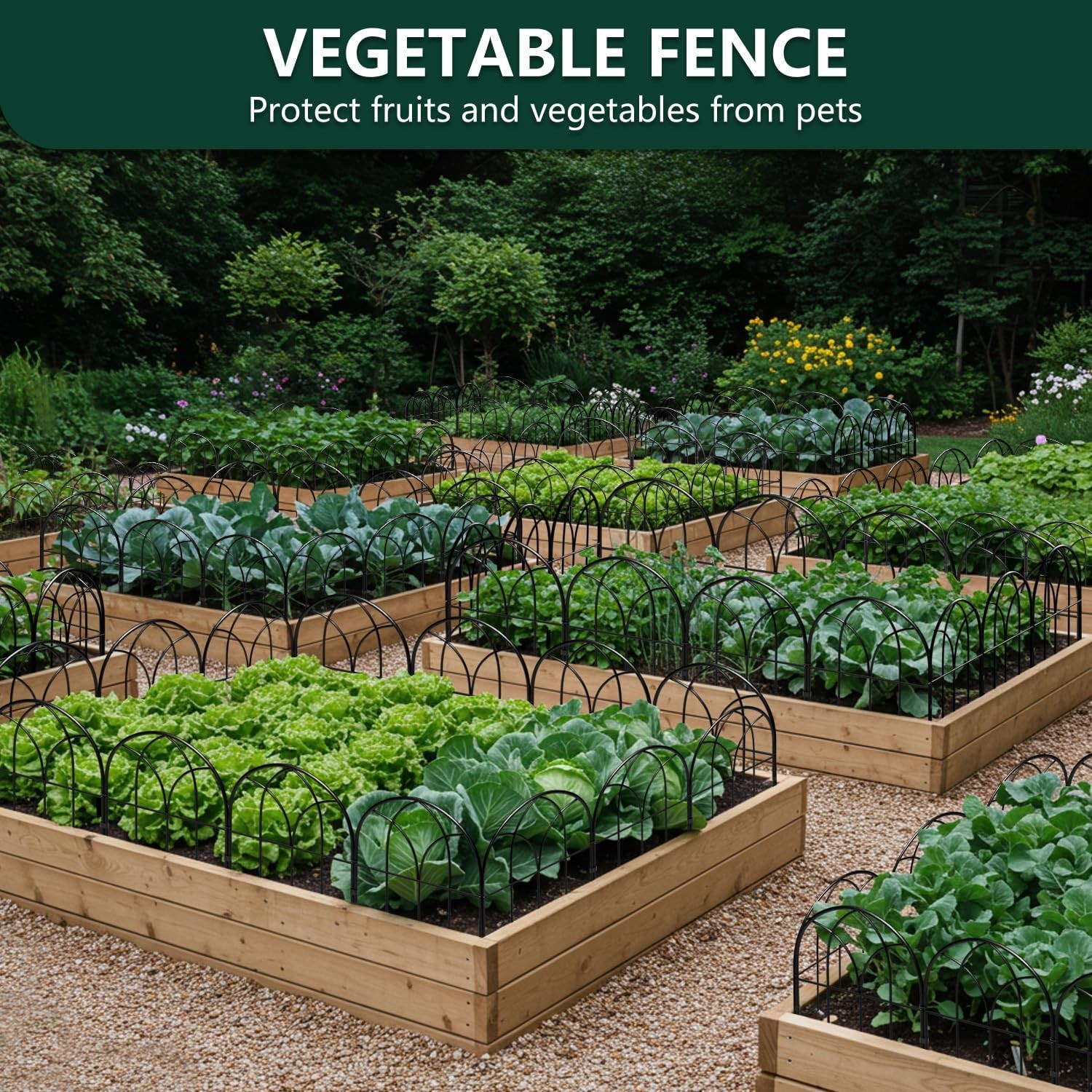 Small Garden Fence Animal Barrier, W12.55*H16.53 Decorative Fence Panel, No Dig