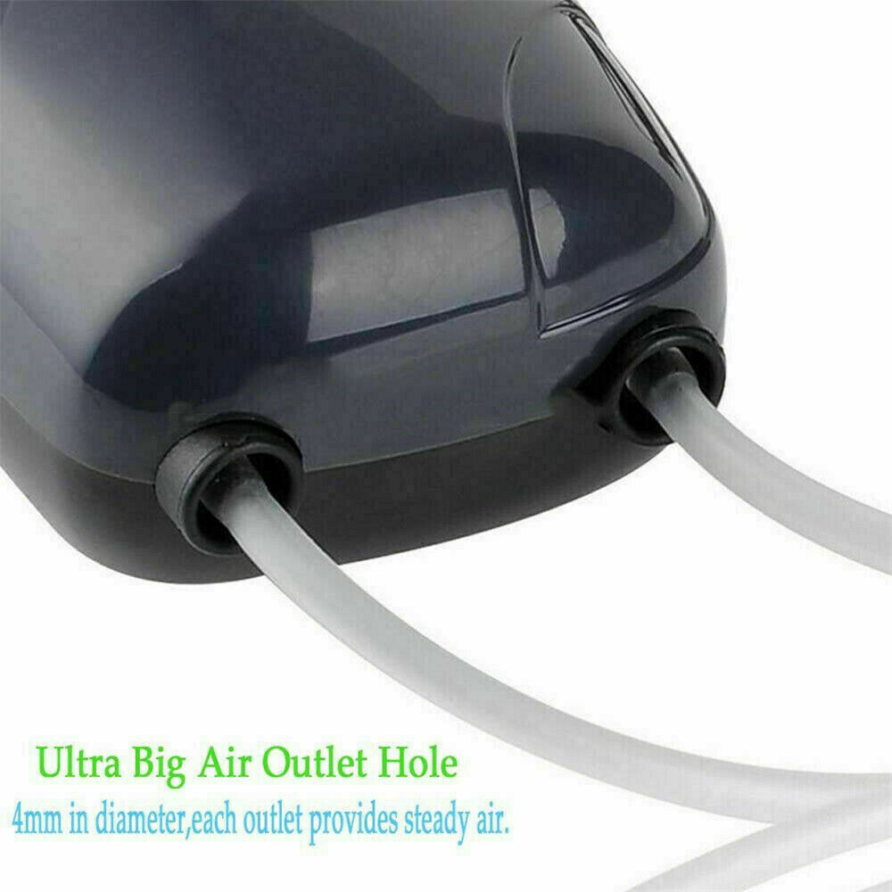 Silent Air Pump Aquarium Fish Tank Pumps Hydroponic Oxygen 2 Outlets Bubble Tube