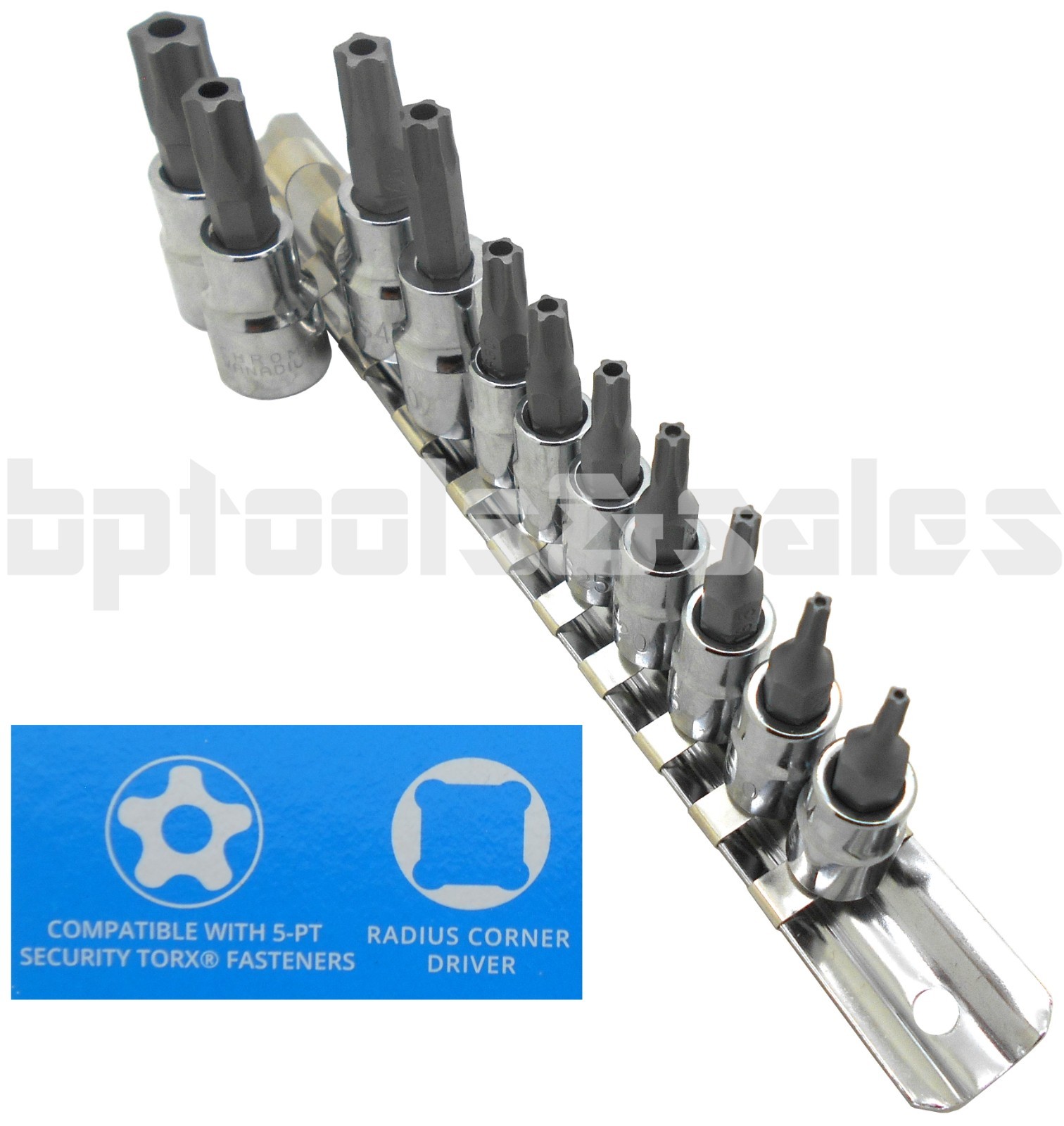 11pc 5-POINT Security Star Bit Socket Set Torx Star Tamper Proof Bits w/ Holder