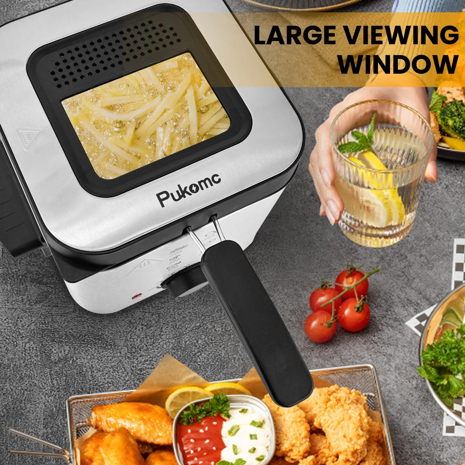 Deep Fryer 1.5L Cool Touch with Basket Nonstick Removable Lid