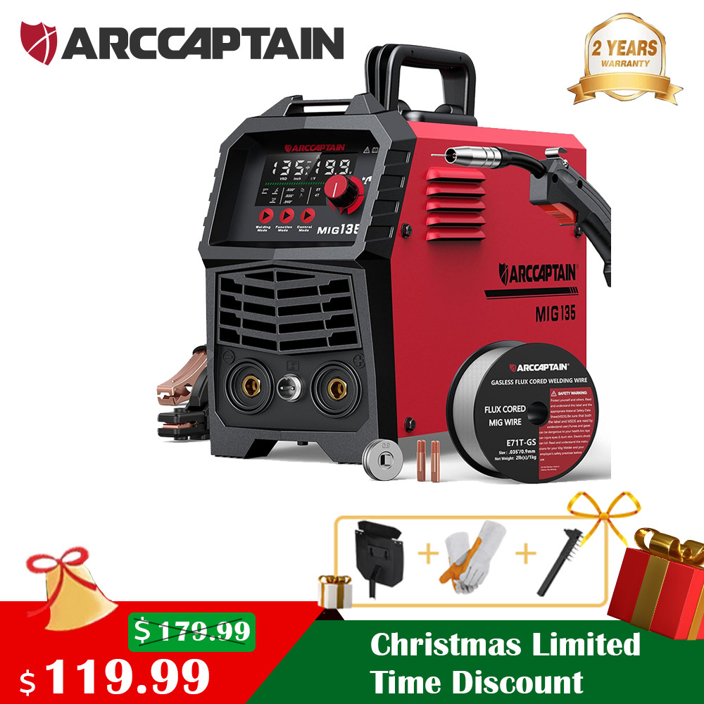 ARCCAPTAIN 135A MIG Welder Large LED Display Welder Flux Core MIG Lift TIG Stick