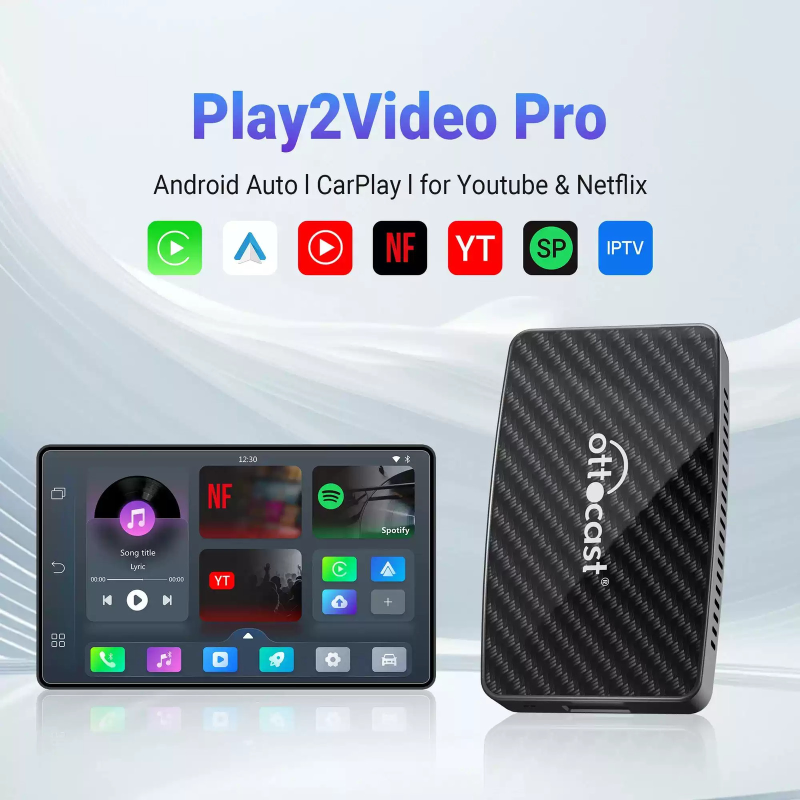 Ottocast Play2Video Pro - 3in1 Wireless CarPlay/Android Auto+Streaming