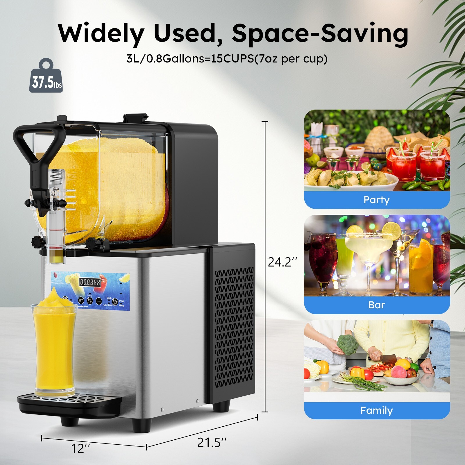Commercial Slushy Machine, 3L Frozen Drink Machine, 230W Margarita Machine