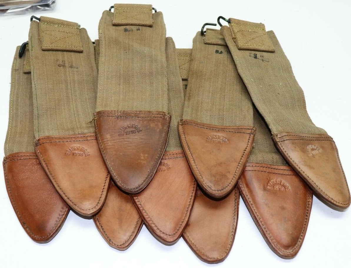 WWI US Tan/khaki Canvas Bolo sheath cover w 1910 belt hanger each E1150