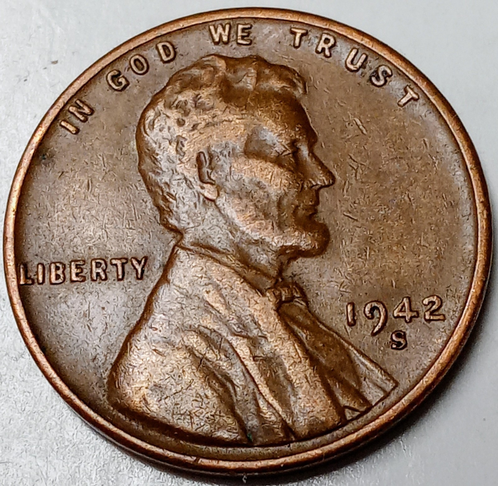 1942 S Lincoln Wheat Cent Free Shipping