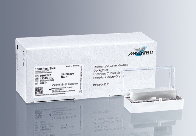 Box Of 1000 Marienfeld Superior 24 x 60mm Rectangular Microscope Cover Glasses