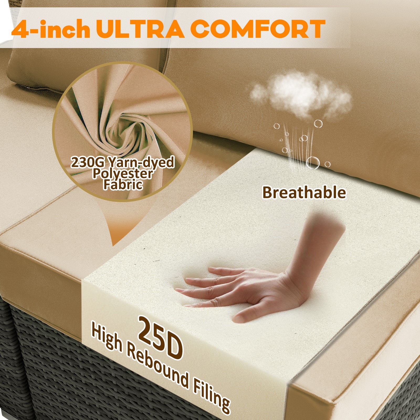 Outdoor Cushions Set Of 14 For 7 Pieces Sectional Rattan Conversation Sets