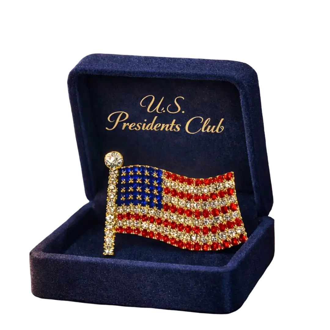 Luxury American Flag Lapel Pin Rhinestone Patriotic Brooch USA Flag Jewelry