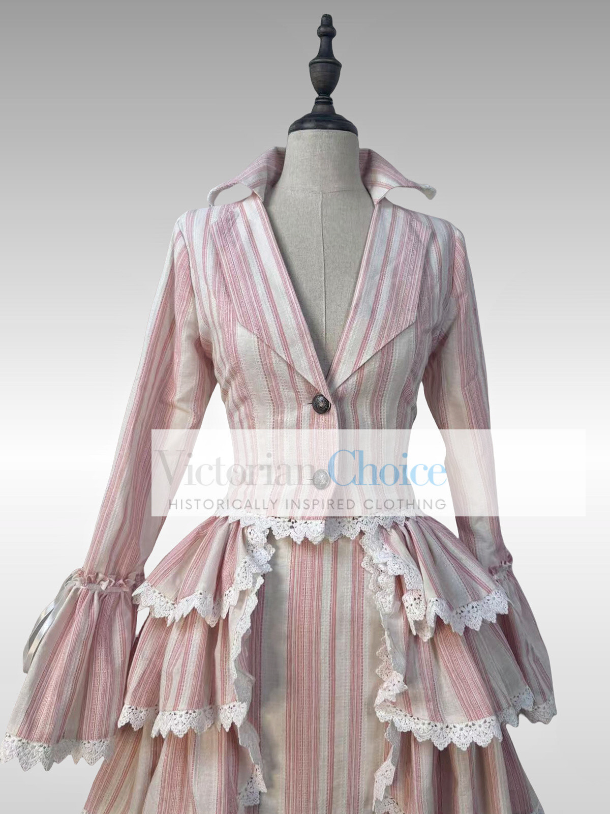 Edwardian Downton Abbey 1900s Vintage Form Fitting Peplum Dress Theater Gown 328