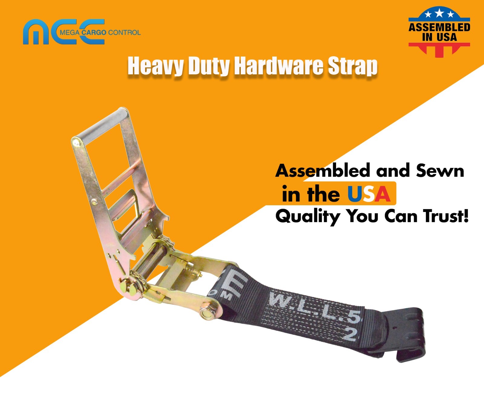 USA 3" & 4" Ratchet Tie Down Short Fixed End Strap w/Flat Hook for Flatbed Truck