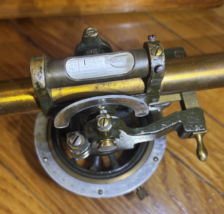 Vintage Sears Craftsman Surveying Transit Bubble Level Brass Scope Wooden Box