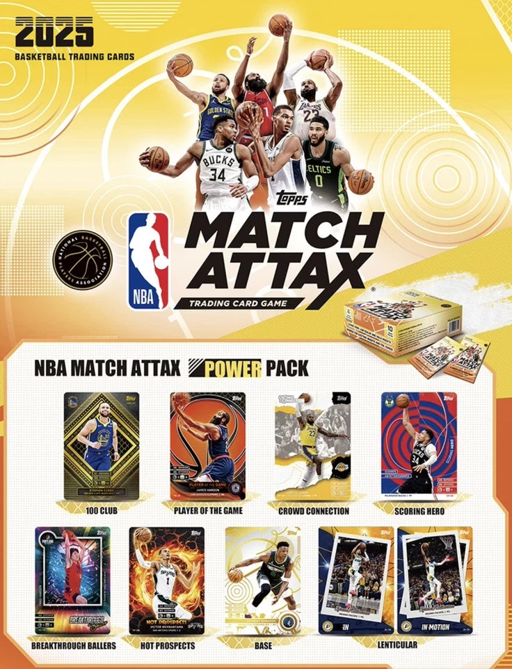 2025-26 Topps NBA Match Attax Wemby Luka Sealed Box 10 Power Packs US Seller!