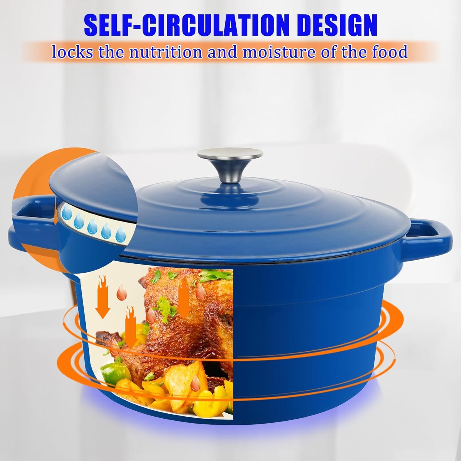 7QT Enameled Cast Iron Oven with Lid, Non-Stick Ceramic Dutch Oven Cooking Pan