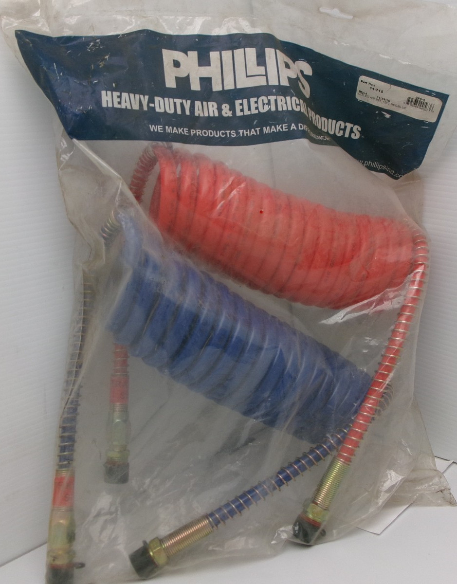 PHILLIPS 11-715 AIR HOSE COILED AIR SET, 15' RED & BLUE NEW  #715G*