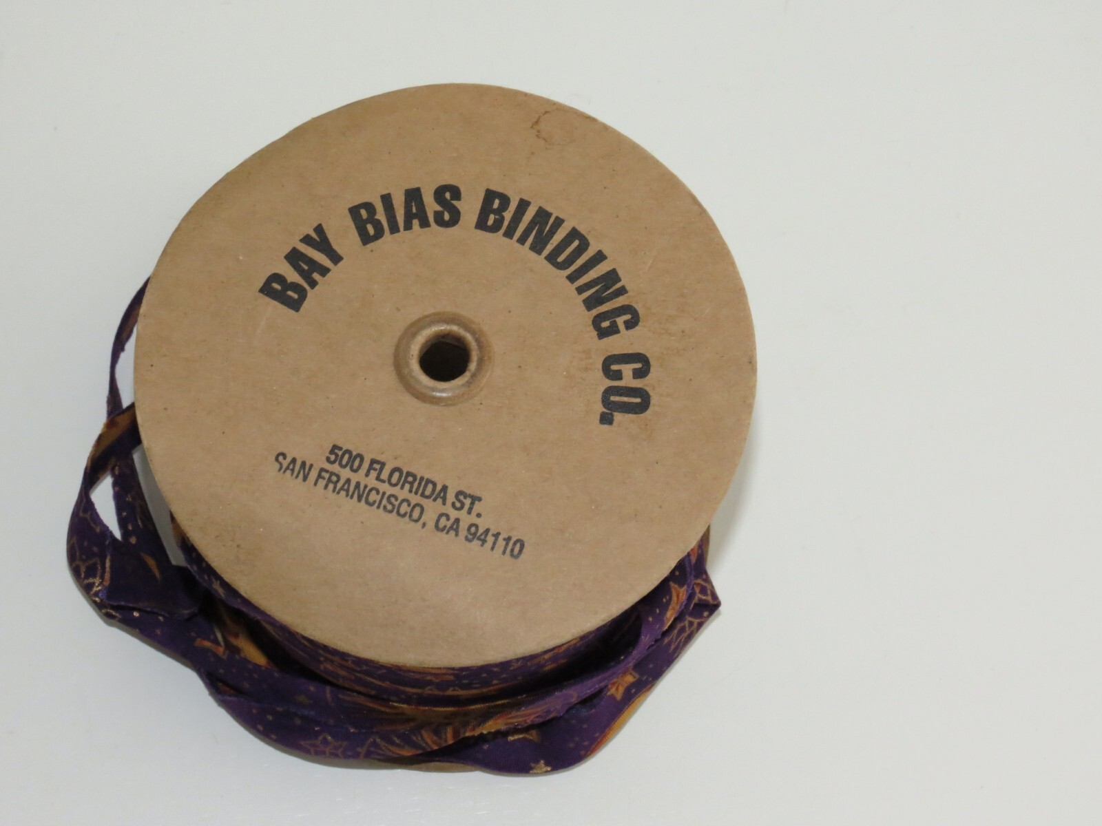 1 yard VTG Fabric Trim Bay Bias Binding Purple Celestial Hippie Sun Stars Gold