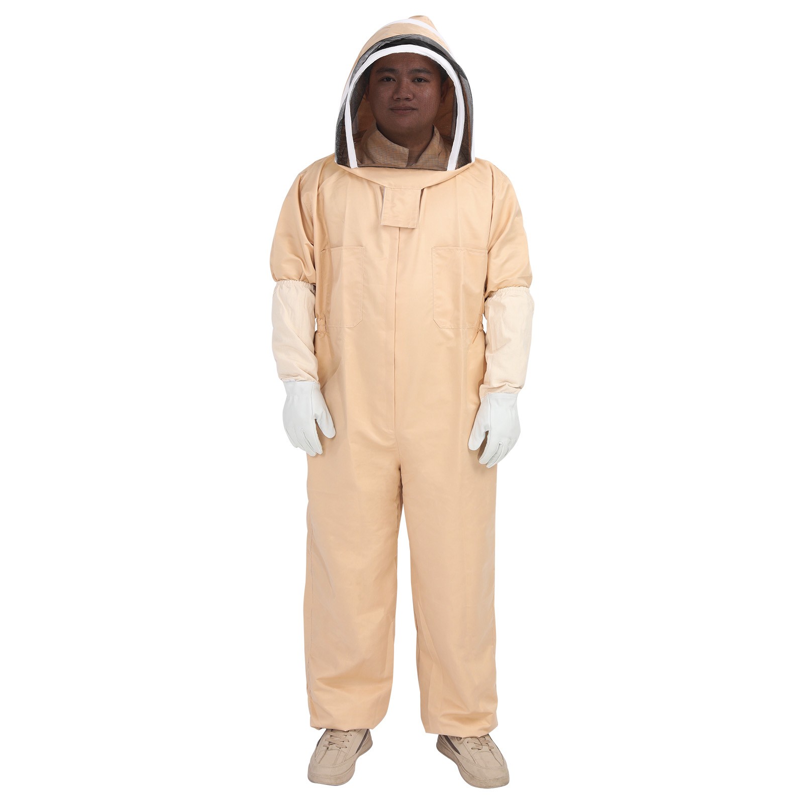 Bee Suit XXL with Veil Hood and Glove Beekeeping Suits Warm White