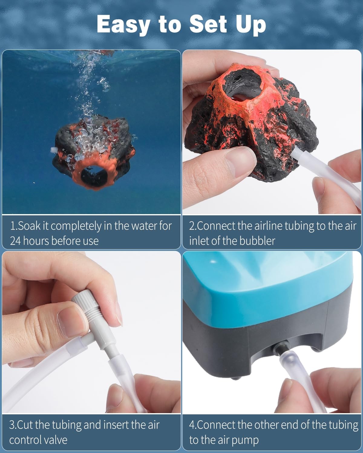 Uniclife Aquarium Volcano Ornament Kit Fish Tank Decoration Mini Mini, Red