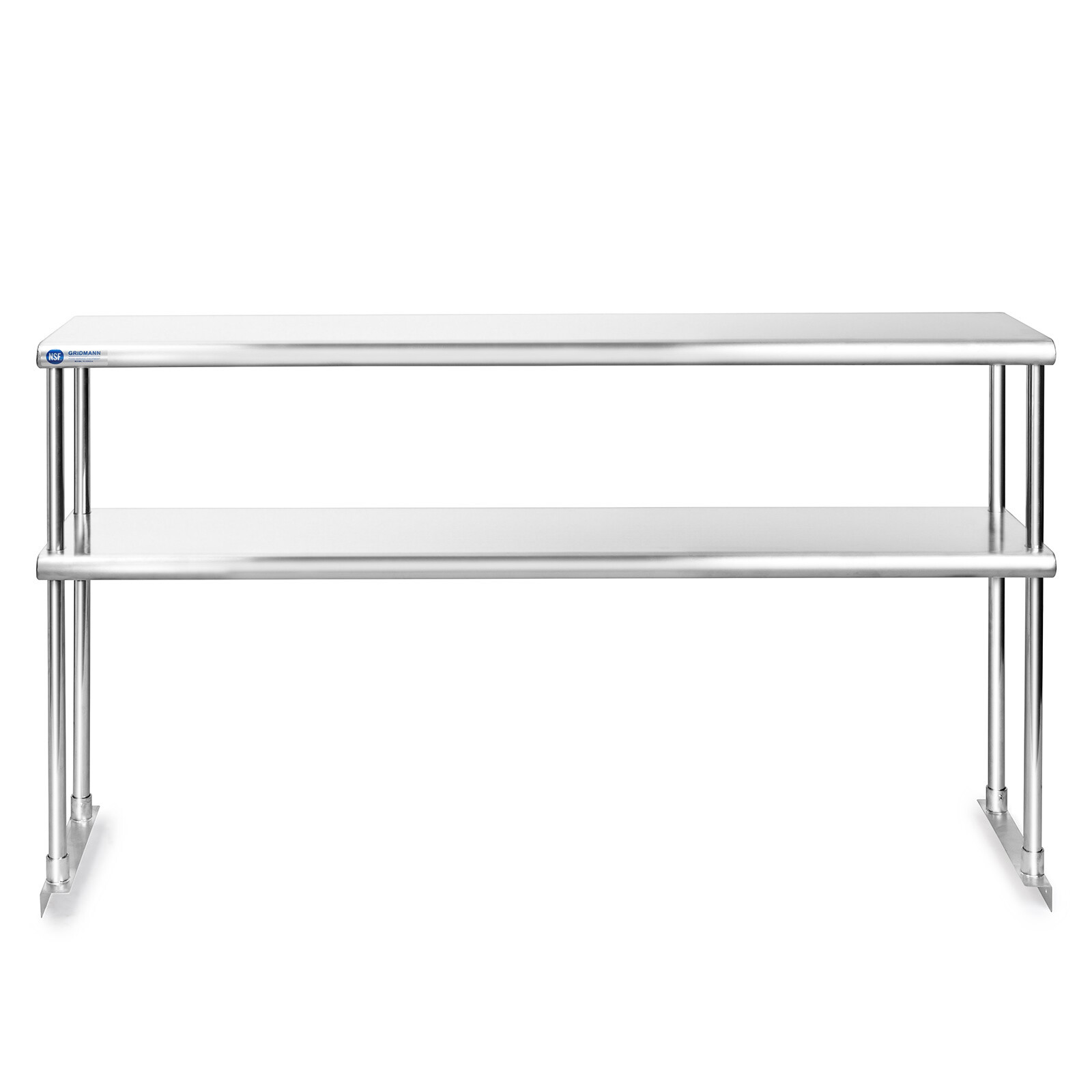 Commercial Stainless Steel Kitchen Prep Table Wide Double Overshelf - 12" x 60"