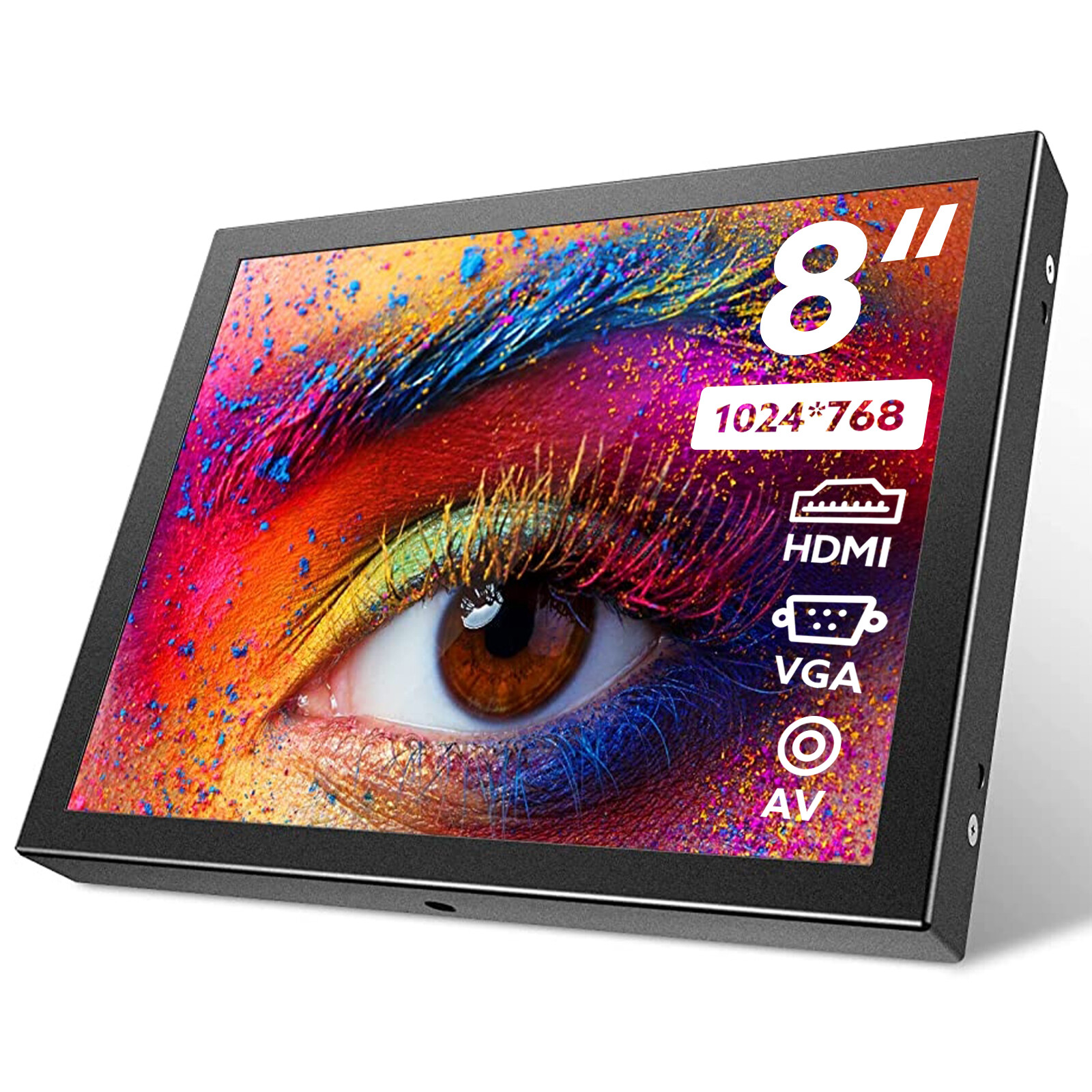 8" Small HD Monitor 1024x768 Built-in Speaker for CCTV CCD HDMI/VGA/AV for PS5