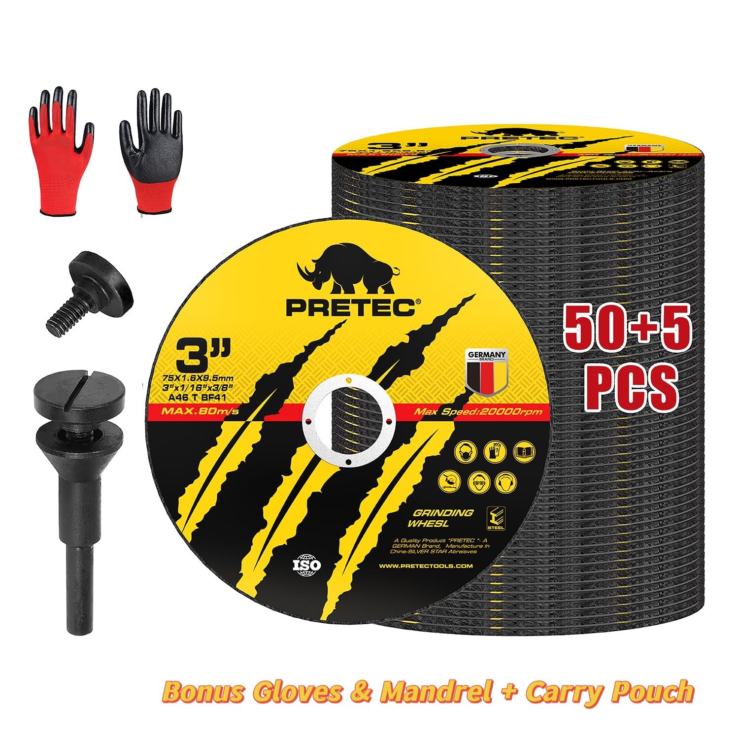 55 Pack Cut Off Wheels 3" x1/16"x3/8" Arbor Metal Cutting Disc Die Grinder Tool