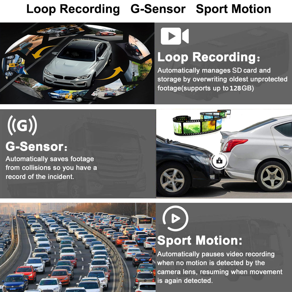 1080P HD USB Car DVR Dash Cam Camera ADAS Drive Video Recorder With 64G TF Card