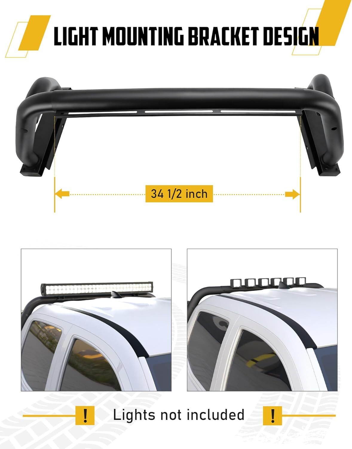 Roll Bar Fits for Toyota Tacoma 2005-2025 with Light Mounting Bracket Heavy Duty