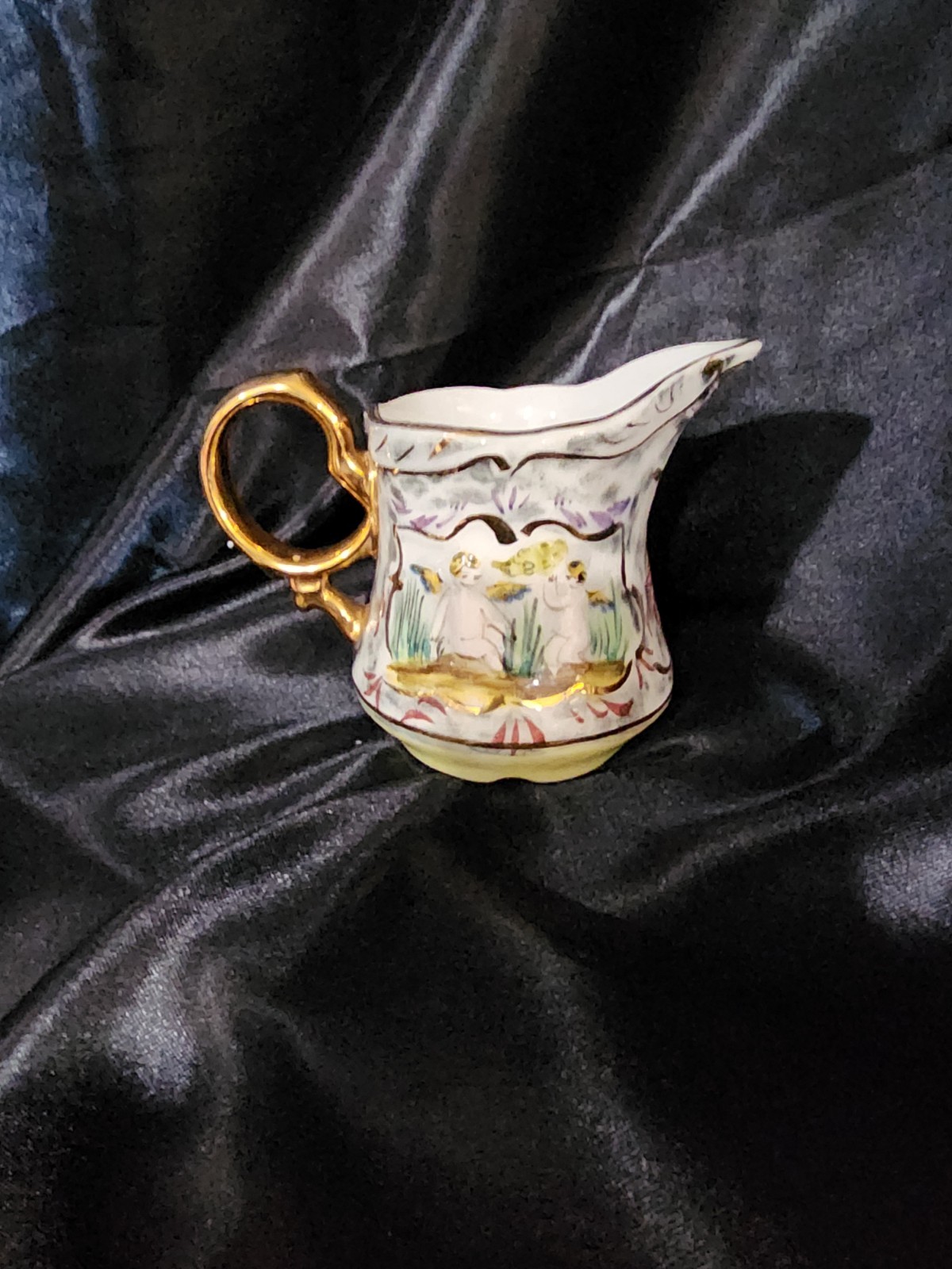 Vintage Pereiras Valado Porcelain Coffee Tea Set hand painted Portugal Cherubs