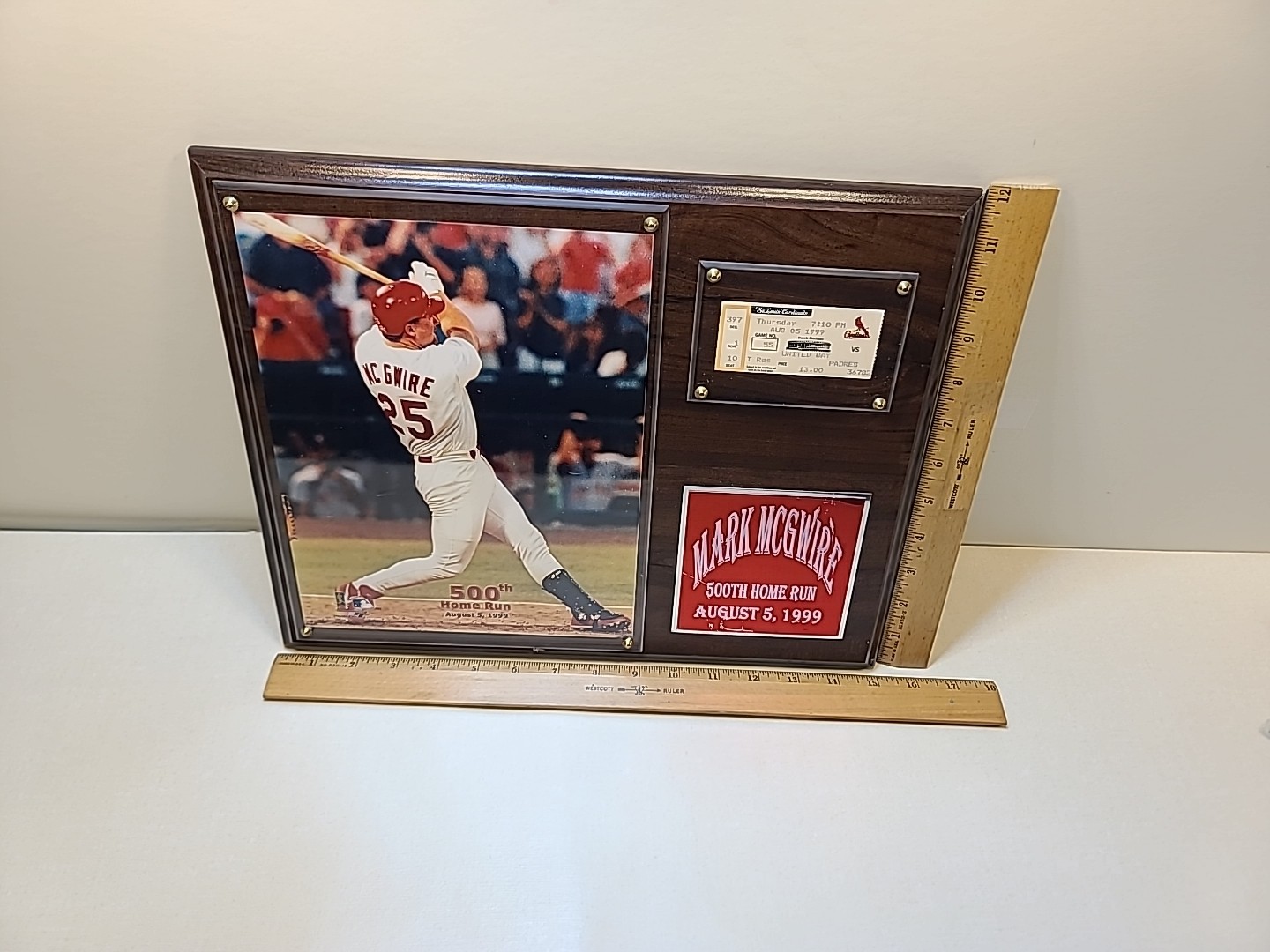 Mark McGwire 500th Home Run Display Plaque – Vintage MLB Collectible