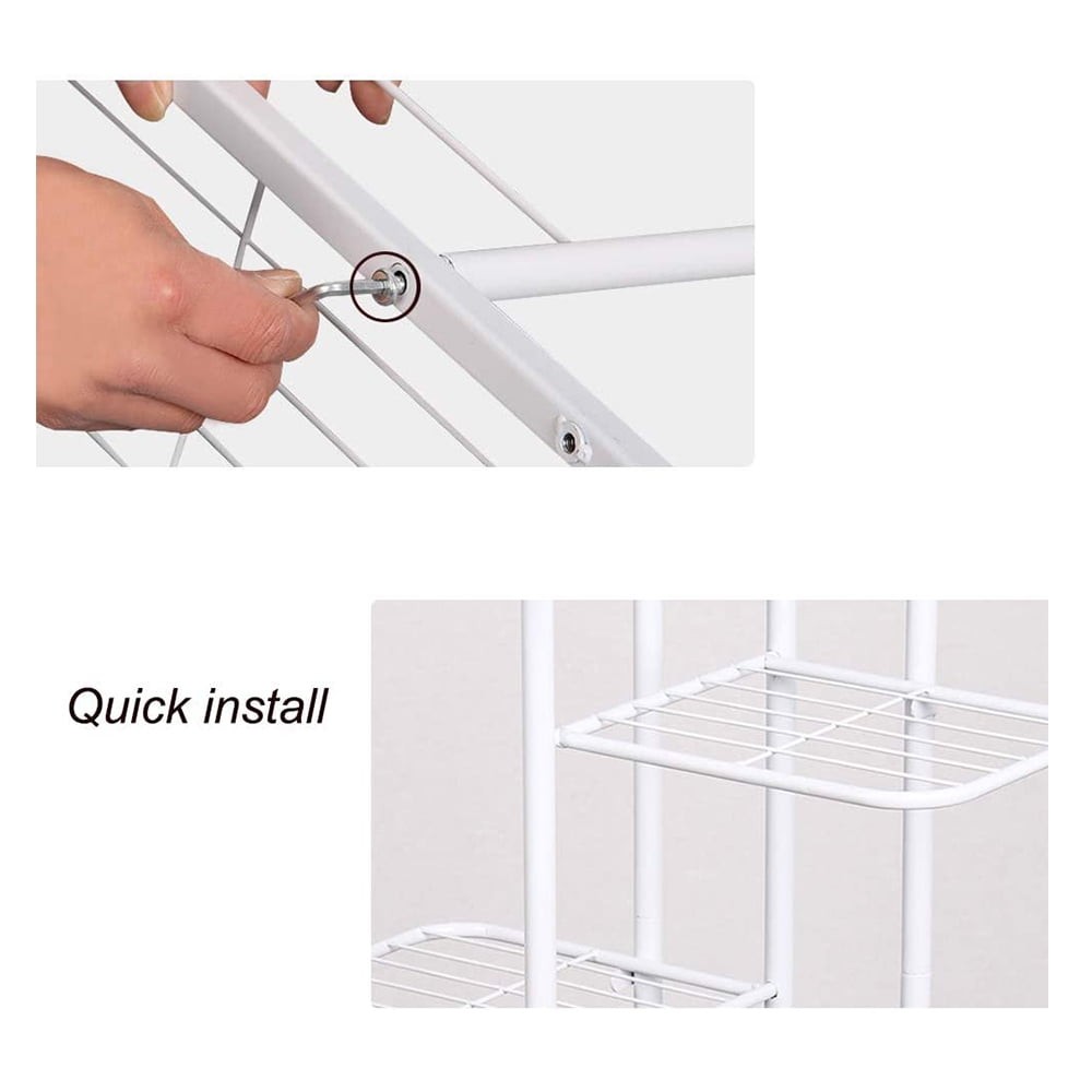 Indoor Outdoor Garden Plant Stand 8 Tier Metal Shelves Black Space Saver