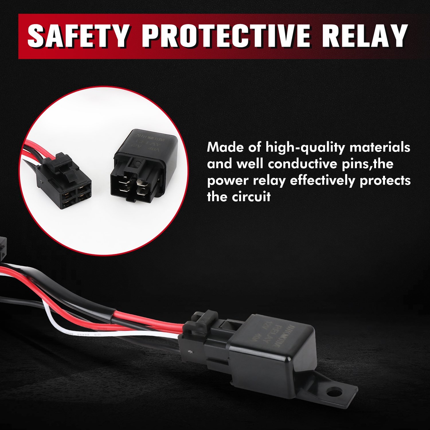 2pcs Universal LED Light Bar Wiring Harness Kits 12V 40A Relay Rocker Switch Kit