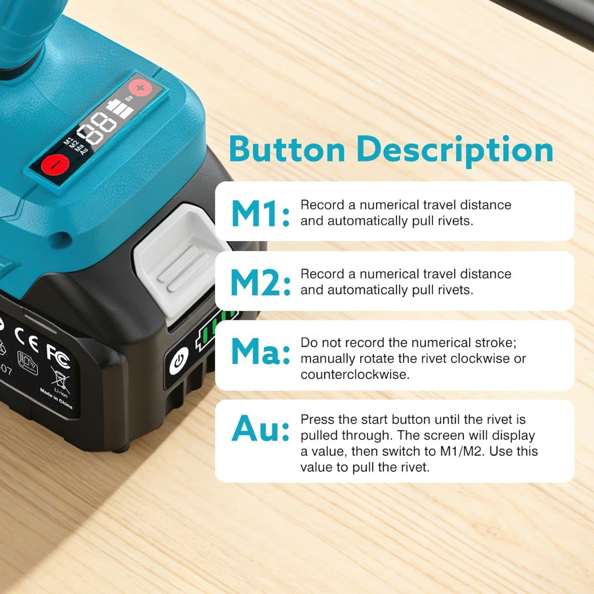 Seesii Cordless Rivet Gun Tool, 21V Electric Automatic Rivet & Rivet Nut Tool