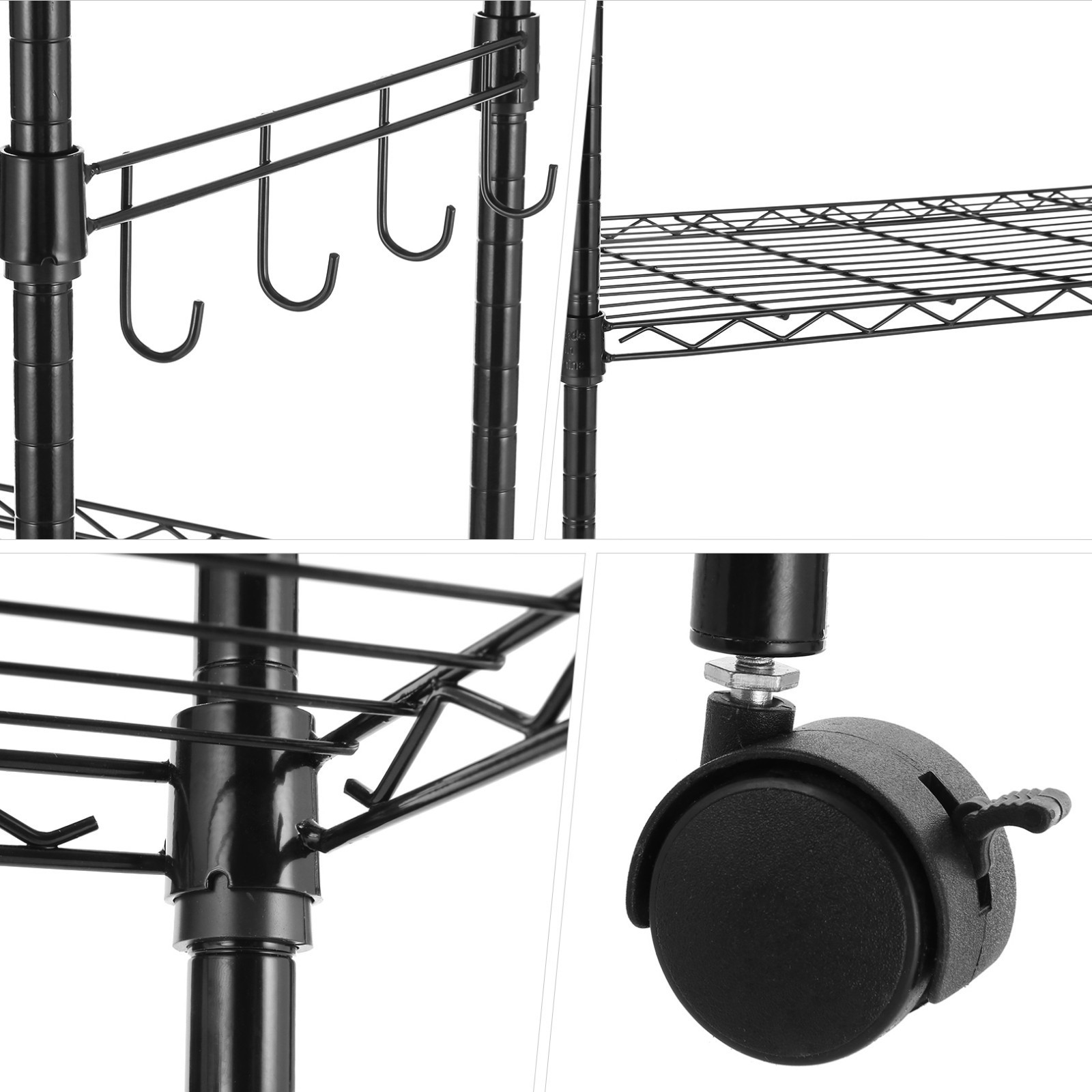 Homdox 5 -Tier Steel Wire Shelving Unit on Wheels Chrome Shelves for Living Home