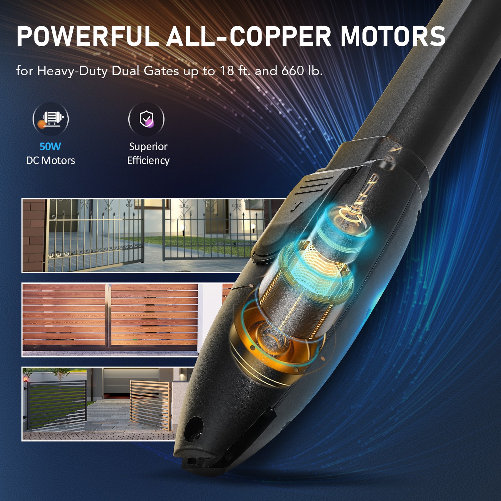 CO-Z Solar Powered Dual Swing Gate Opener for 660lb Home Driveway Garage Gates