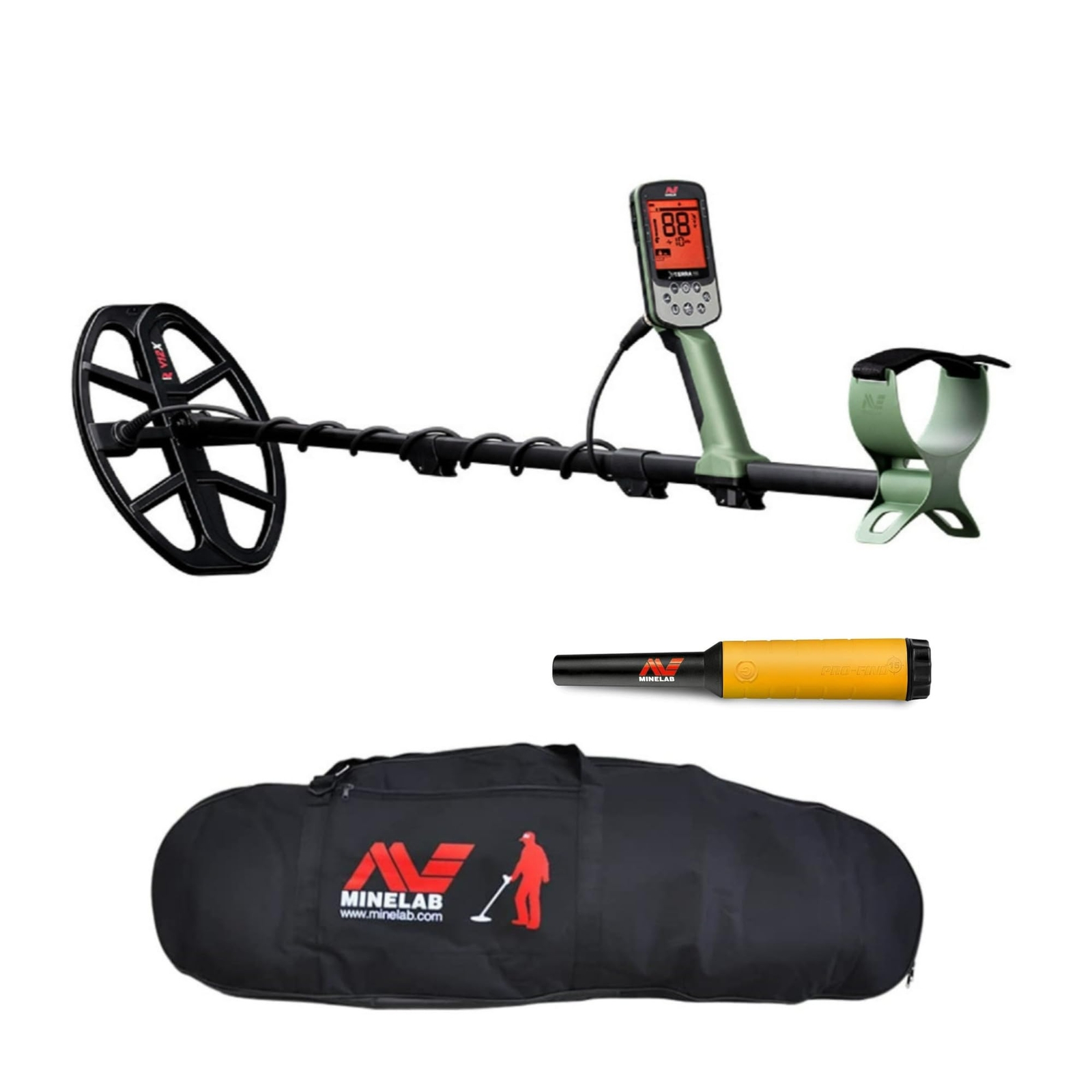 Minelab X-Terra Pro Waterproof Metal Detector Bundle with Case and Pro-Find 15 P