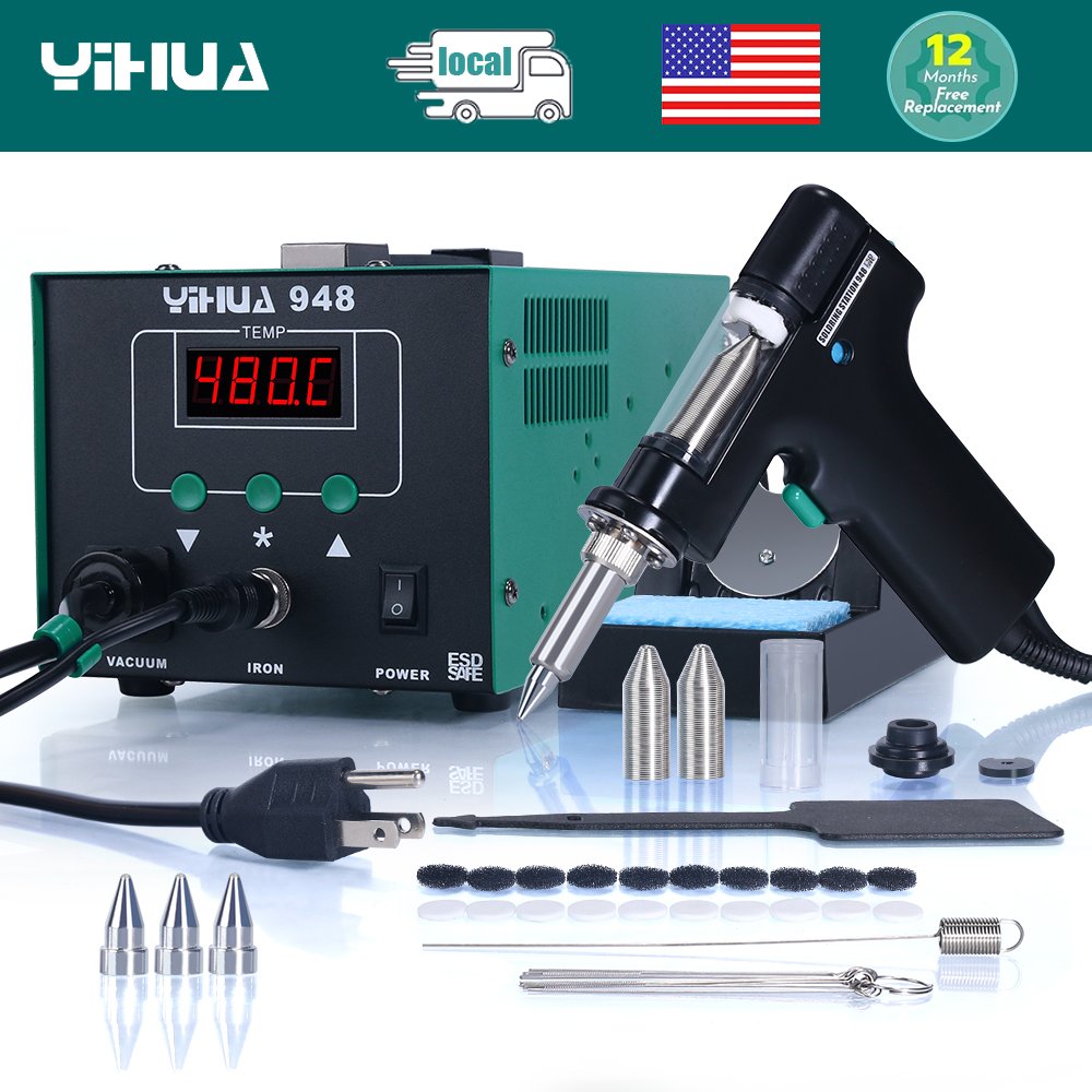 YIHUA 948-I Soldering Iron Tin Suction Gun 2-in-1 Desoldering Rework Station