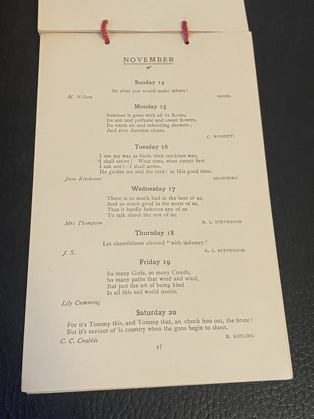 1915 BRITISH WWI WAR CALENDAR FOR SAILORS SOLDIERS CHRISTMAS FUND QUOTATIONS