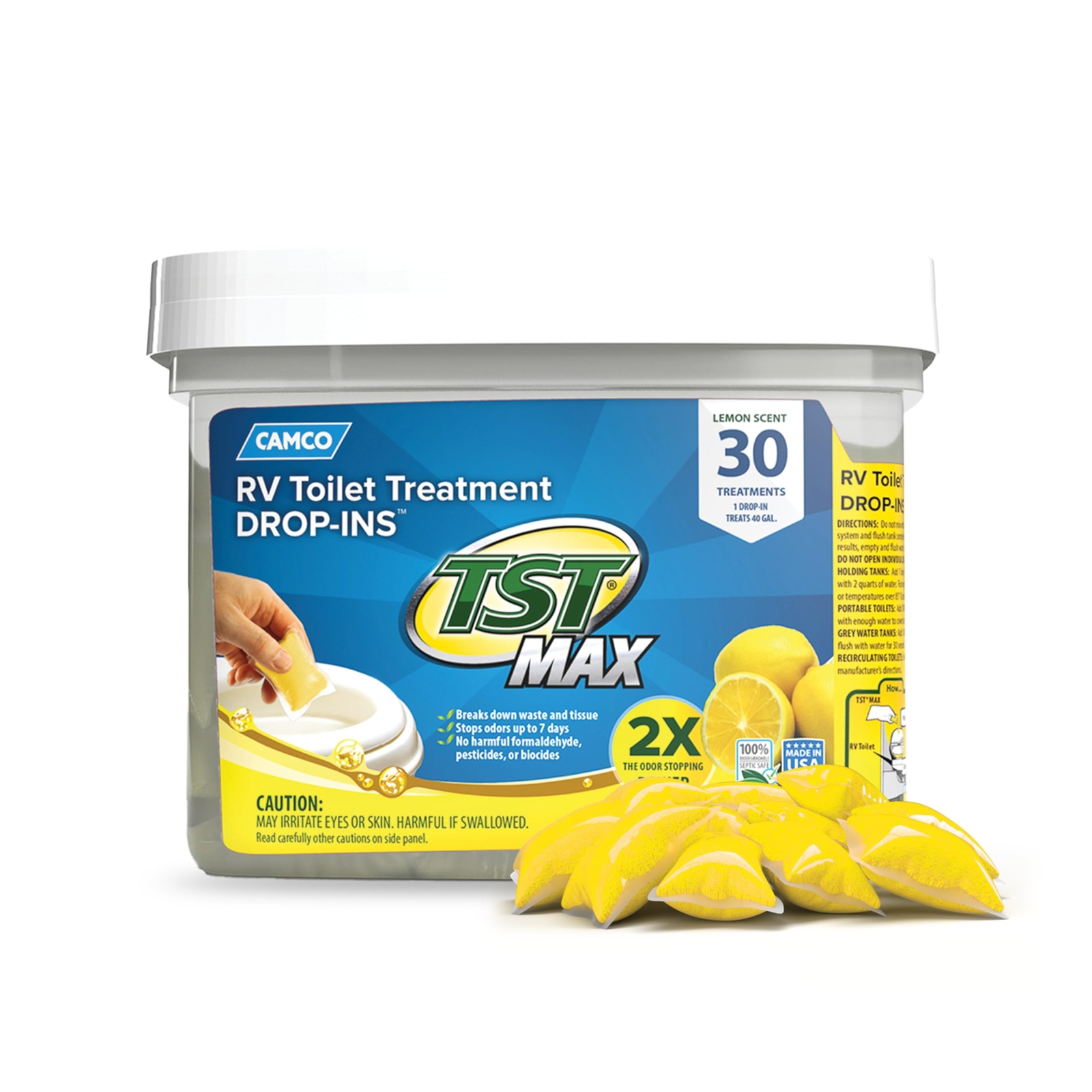 Camco TST MAX RV Toilet Treatment Drop-INs - Control Unwanted Odors & Break ...