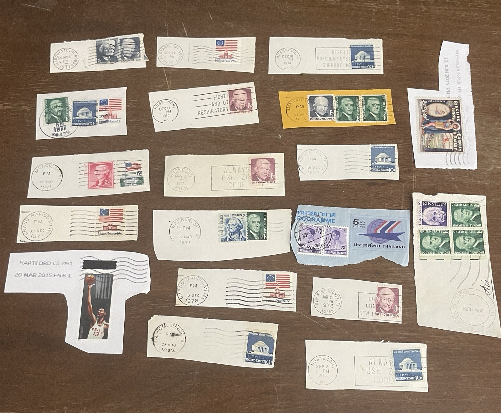 US Stamps Large Lot Postmarks Most On Paper Varying Years