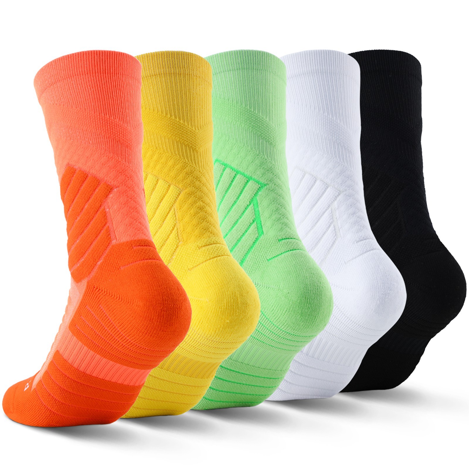 New Plain Mens Compression Crew Athletic Socks,Running Hiking Socks 5 pack