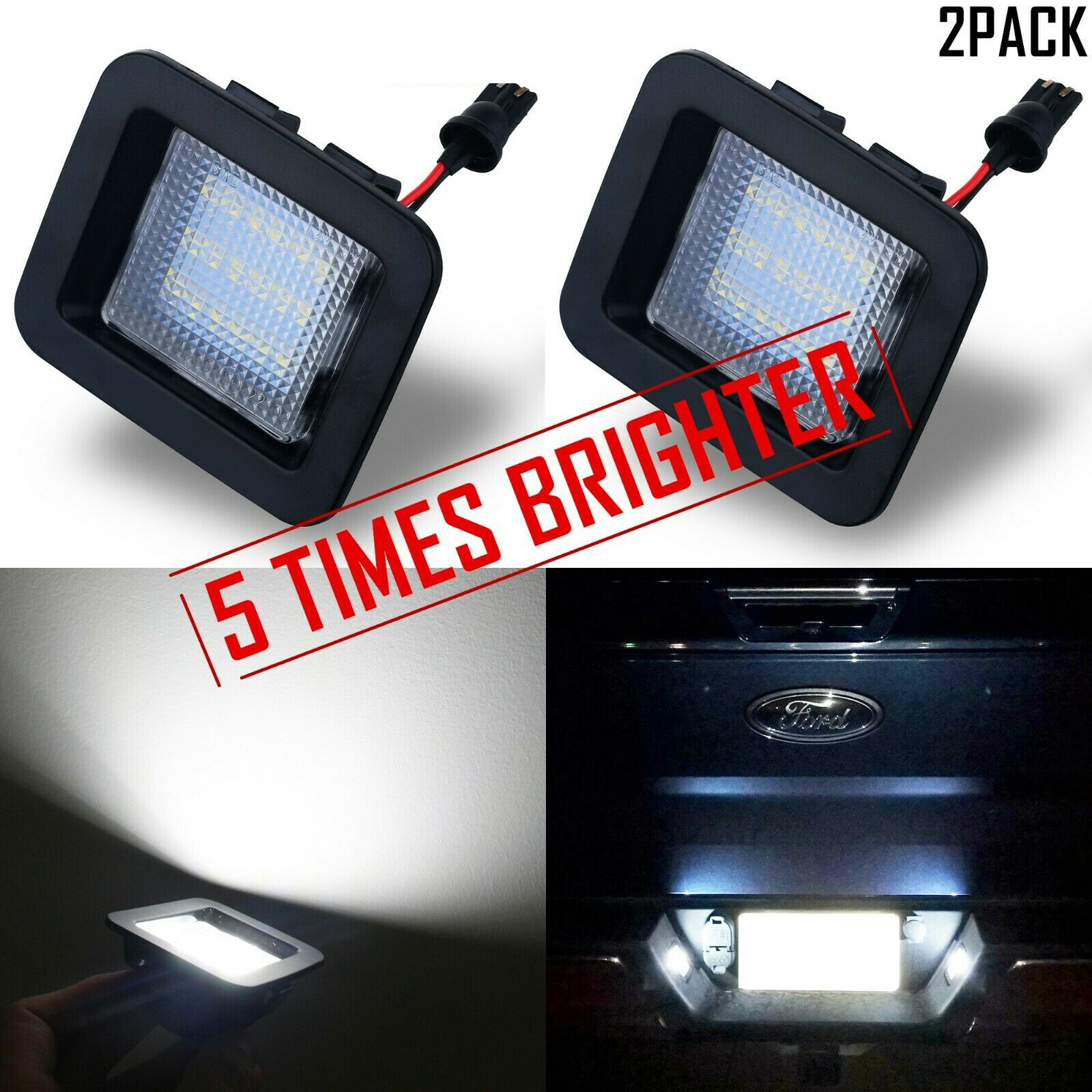 White LED License Plate Light Assembly For 2015-2020 2021 2022 2023 Ford F-150